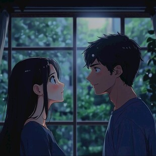 校园漫画《第三排靠窗》封面，教室里阳光洒在课桌